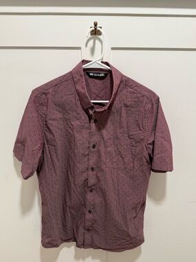 Travis Mathew Short Sleeve Button-Down Shirt - Dusty Mauve with Micro Dots
